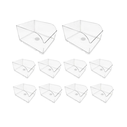 10PCS Clear Plastic Storage Box Set Food Supermarket Display Organizer Container