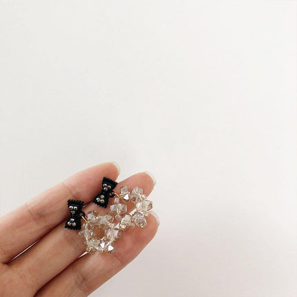 Trendy Sweet Crystal Bow Earrings for Girls Elegant Jewelry Gift High-Quality