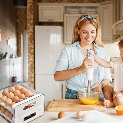 Double Layer Egg Storage Carton Drawer Organizer for Kitchen Fridge or Pantry