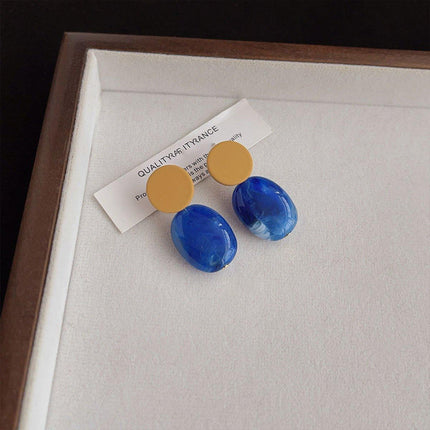 Modern Clashing Blue Earrings For Women Vintage Style Elegant Statement Jewelry