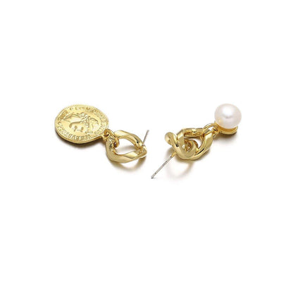Vintage Textured Coin Earrings Asymmetric Design Fashion Jewelry for Women