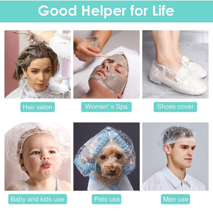 50pcs Transparent Shower Caps Individually Wrapped for Hotel Guesthouse Supplies