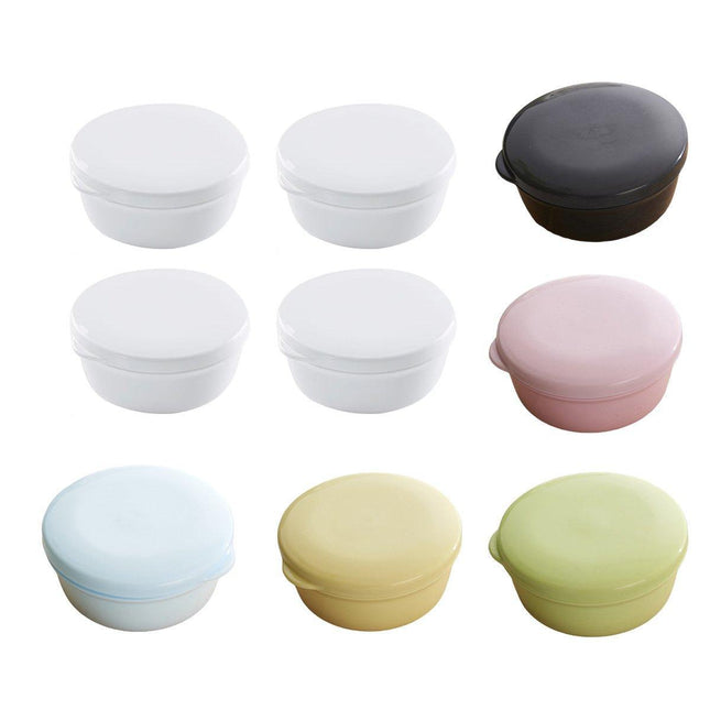 4PCS Round Portable Bathroom Soap Box Lid Travel Soap Holder Draining Soap Dish