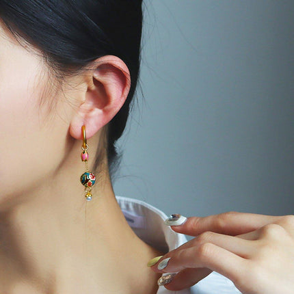 New Chinese Retro Tulip Earrings with Fringe Simple Elegant Design Jewelry
