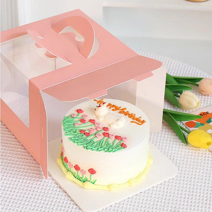 25pcs 6/8 Inch Portable Mousse Cake Box with Open Window Birthday Packaging