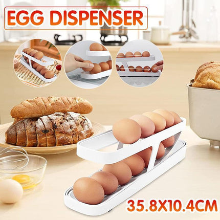 Rolldown Refrigerator Egg Dispenser Auto Rolling Egg Holder 2 Tier Storage Rack - Aimall