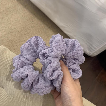 Chic Korean Style Ruffled Scrunchies Soft Cream Fluffy Hair Band Hairstyle Women - Aimall