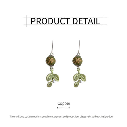 Chinese Leaf Art Earrings Vintage Style Jewelry for Women Fashion Accessory