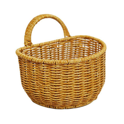 Imitation Rattan Woven Storage Basket Shelf Organizer Wash Rack for Home Decor