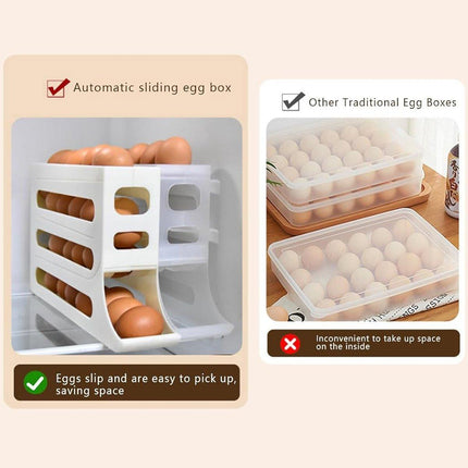 Automatic Scrolling Egg Holder 2/4-Tier Storage Box Container for Refrigerator