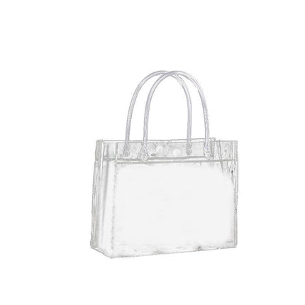 100x PVC Transparent Gift Tote Bag with Snap Button for Packaging - Aimall