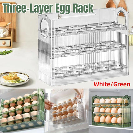 Three-Layer Plastic Egg Carton Storage Box for Organising Fridge and Kitchen
