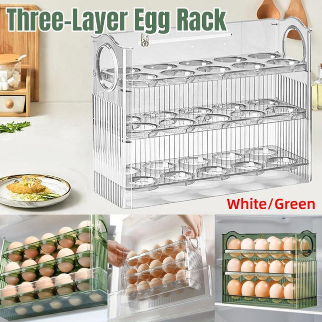 Three-Layer Plastic Egg Carton Storage Box for Organising Fridge and Kitchen