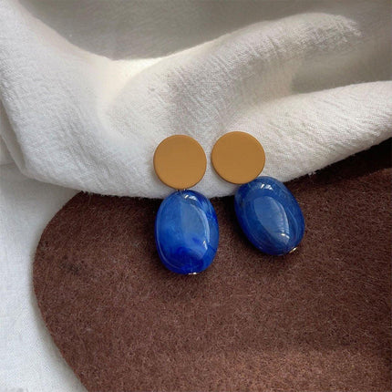 Modern Clashing Blue Earrings For Women Vintage Style Elegant Statement Jewelry