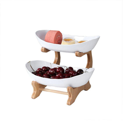 Modern Multi-layer Bamboo Fruit Snack Plate Rack Creative Living Room Plate Rack