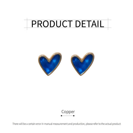 Small Fresh Blue Heart Earrings Retro Fashion Needle Women Jewelry Niche