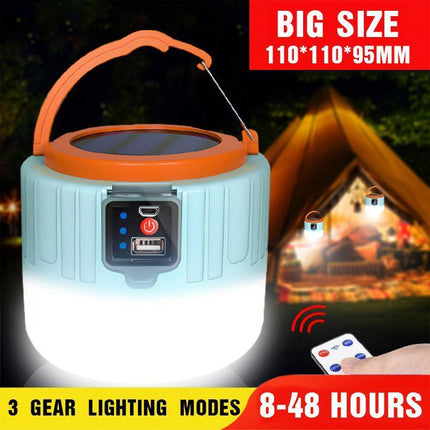 Portable LED Solar Camping Light Lantern Outdoor Tent Lamp USB Rechargeable AU - Aimall