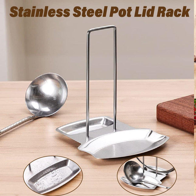 Removable Stainless Steel Pot Lid Spoon Rack Kitchen Draining Storage Holder