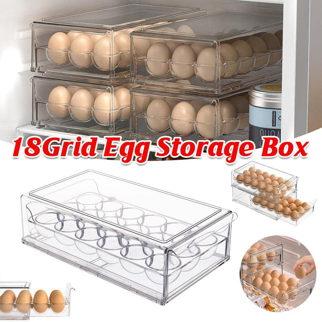 18Compartment Egg Storage Box Stackable Drawer for Kitchen Home Refrigerator Use