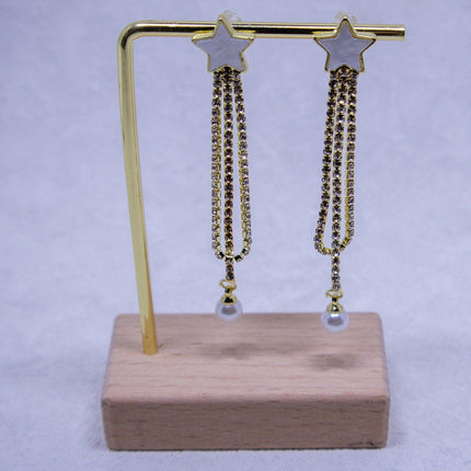 Star Pearl Tassel Earrings Dangle Design Fashion Jewellery Women Accessories