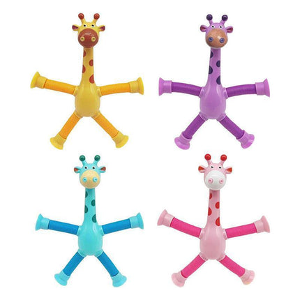 Telescopic Suction Cup Giraffe Tube Toy Stress Relief Light Up Educational Toys - Aimall