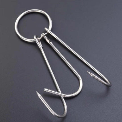 10PCS Stainless Steel Roast Duck Hooks Duty Double Hooks for Chicken Meat Goose