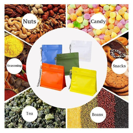 20 Pack Sealed Tea Coffee Bags Heat Seal Zipper Hang Rope Aluminum Foil Storage