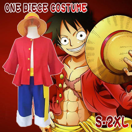 ONE PIECE Monkey D Luffy 2 Years Later Cosplay Costume with Hat Book Week Outfit AU - Aimall