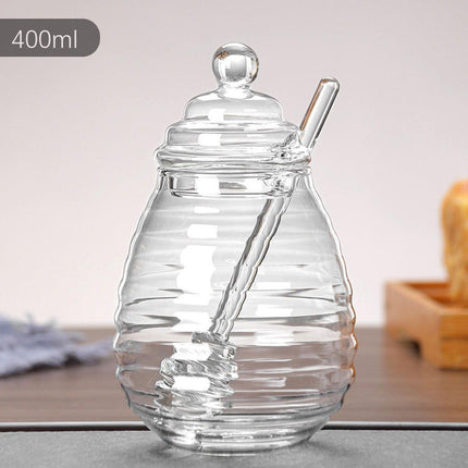 Clear Glass Honey Jar with Lid Kitchen Storage Container for Honey or Jam