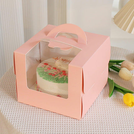 25pcs 6/8 Inch Portable Mousse Cake Box with Open Window Birthday Packaging