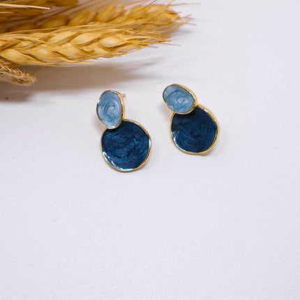 Vintage Blue Oil Drop Earrings Fashion Starry Sky Design Elegant Women Jewelry