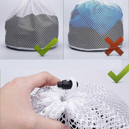 Drawstring Laundry Wash Bag Fine or Coarse Mesh Lingerie Delicate Clothes M - Aimall