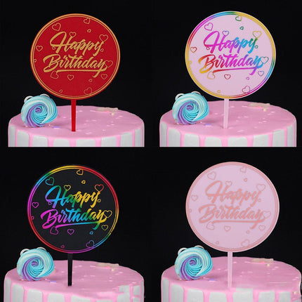 Happy Birthday Anniversary Wedding CakeCardboard Topper Acrylic Party Decoration - Aimall