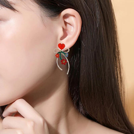 Fashion Flower Crystal Earrings Stud Women Drop Dangle Wedding Party Ear Jewelry - Aimall