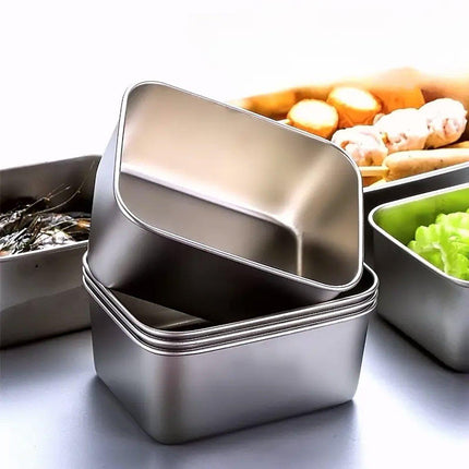 6PCS Stainless Steel Fresh-keeping Box with Sealed Lid Food Fruit Box Container