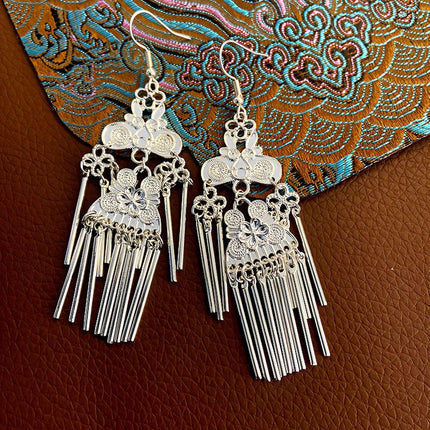 Vintage Ethnic Style Tassel Long Earrings Bohemian Jewelry for Women Accessory