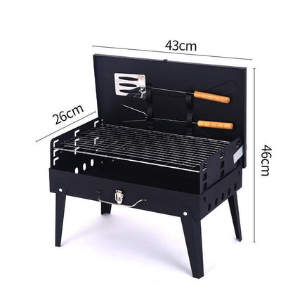 Foldable BBQ Charcoal Grill Portable Outdoor Hibachi Camping Barbecue Large Set - Aimall