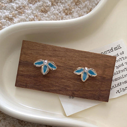 Haze Blue Earrings Vintage Temperament Stud Earrings Fashion Jewelry for Women