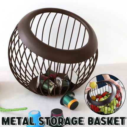 Creative Iron Melon Fruit Basket Capsule Holder Coffee Rack Dried Fruit Storage