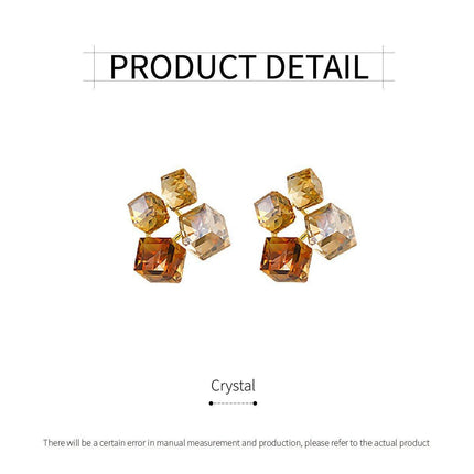 3D Square Stud Earrings for Women Fashion Jewellery Elegant Stereoscopic Design