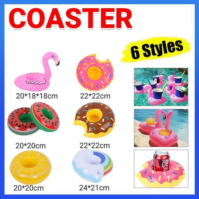 Inflatable Floating Drink Cup Can Beer Holder Swimming Pool Bath Beach Party 5PCS - Aimall