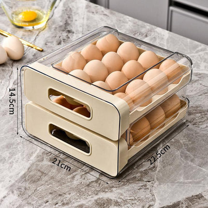 Double Layer Egg Storage Carton Drawer Organizer for Kitchen Fridge or Pantry