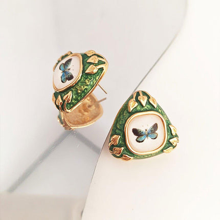 Chinese Green Butterfly Earrings Elegant Fashion Jewelry for Women Gift