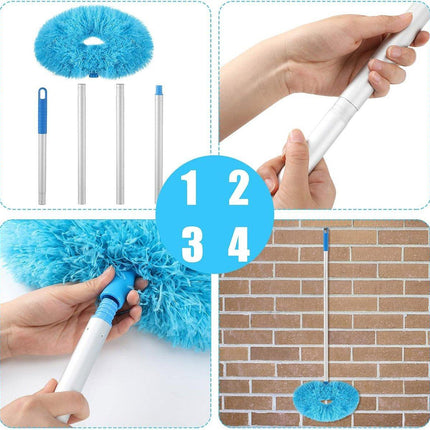 Extendable and Assembled Ceiling Duster Round Brush Dust Sweeper Cleaning Tool