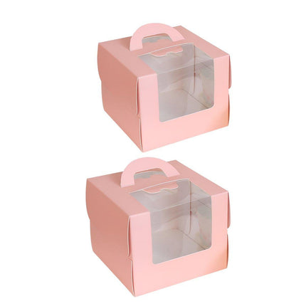 25pcs 6/8 Inch Portable Mousse Cake Box with Open Window Birthday Packaging