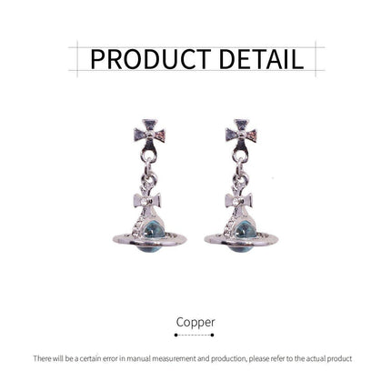Elegant 3D Saturn Earrings for Women Unique Transparent Niche Design Jewelry