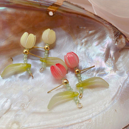 Delicate Small Tulip Earrings Women Gold Plated Stud Fashion Jewellery Gift
