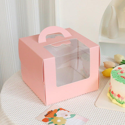 25pcs 6/8 Inch Portable Mousse Cake Box with Open Window Birthday Packaging