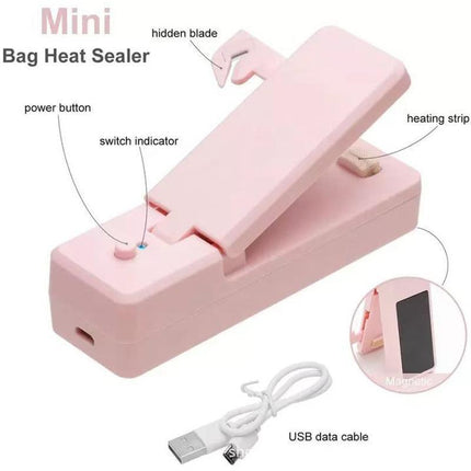 Portable Mini Heat Sealing Machine USB Rechargeable Food Sealer Plastic Bag - Aimall
