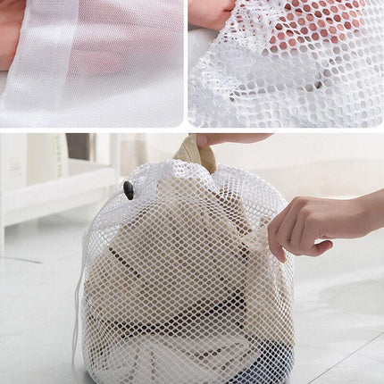 Drawstring Laundry Wash Bag Fine or Coarse Mesh Lingerie Delicate Clothes M - Aimall